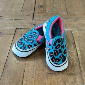 Vans aqua pink leopard soft sole sneakers